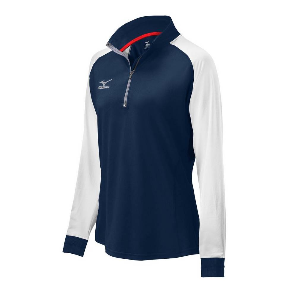 Mizuno Women's Prime 1/2 Zip Volleyball Jacket Navy/White (440574-JMQ)